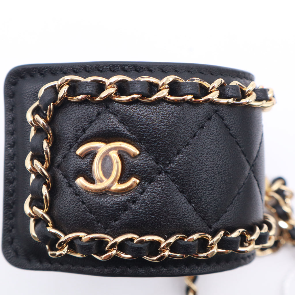 Chanel Flap Card Holder with Cuff Black Lambskin twins LDZ829