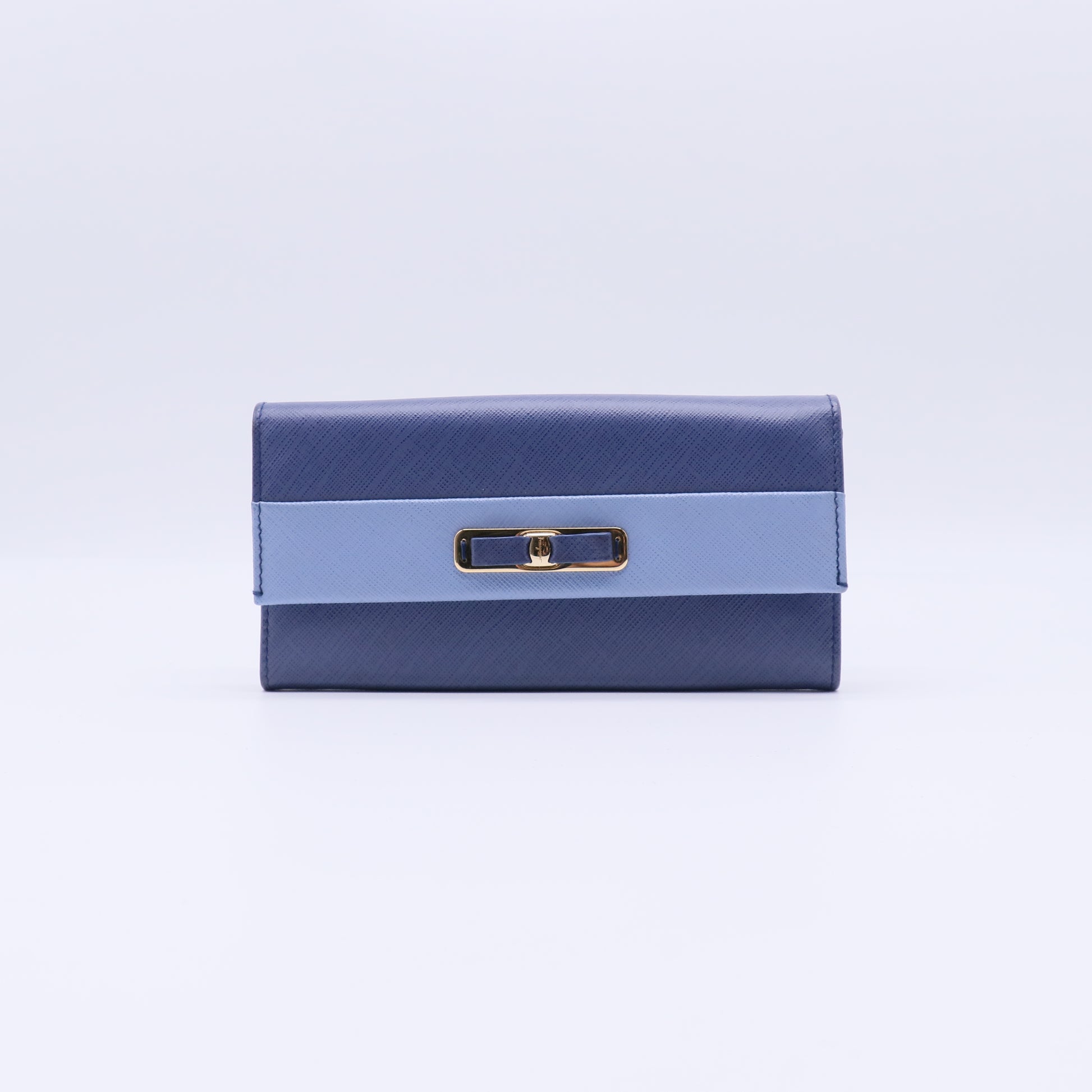 Salvatore Ferragamo Vara Bow Saffiano Leather Colorblock Flap Wallet W21157
