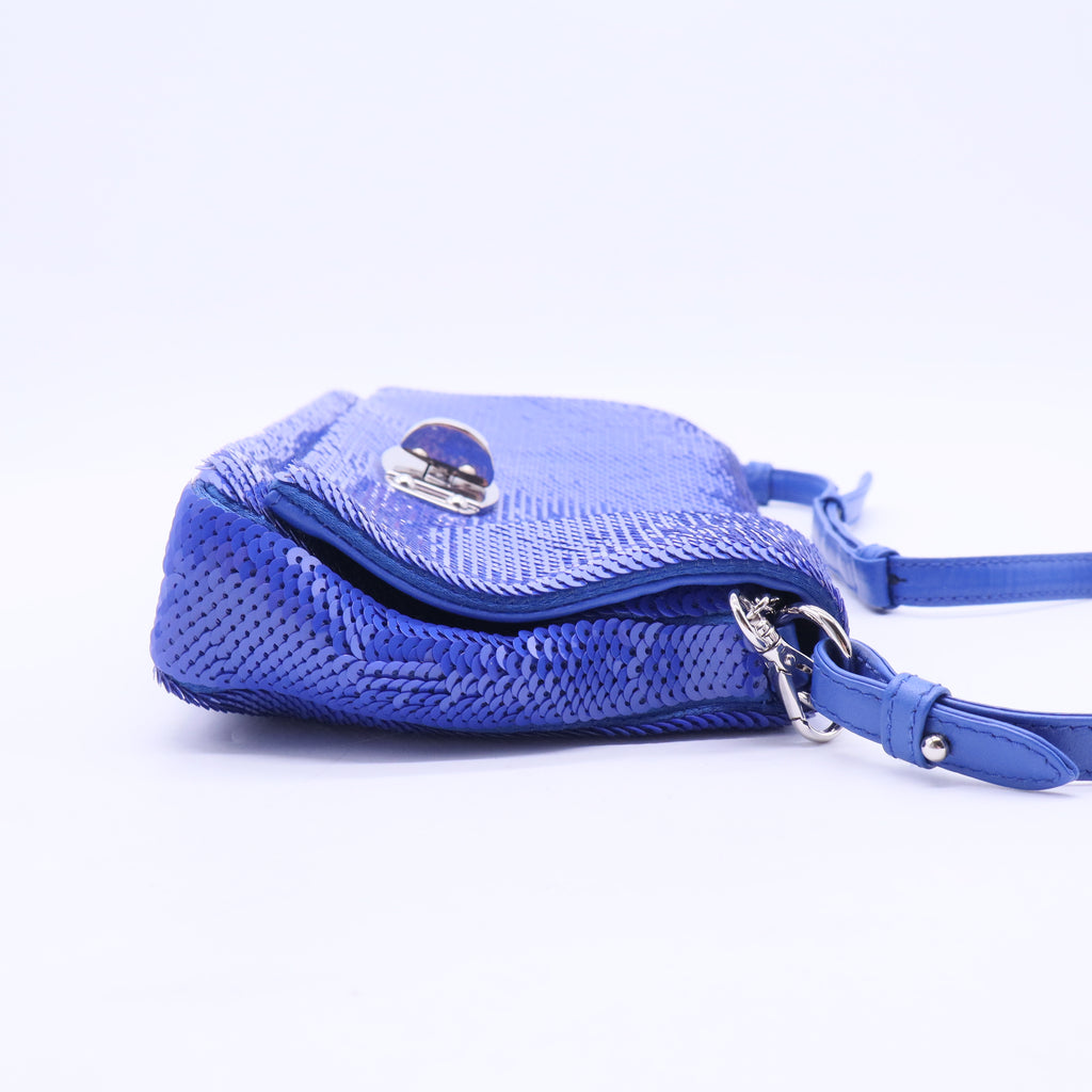 Sequin Leather-Trimmed Shoulder Bag B20211