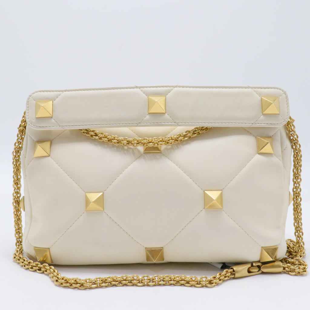 Roman Stud Flap Bag Quilted Leather Large