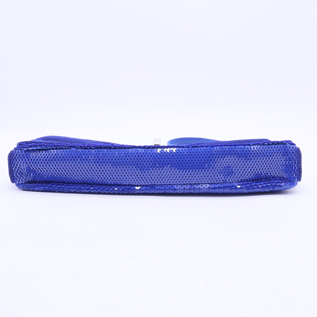 Sequin Leather-Trimmed Shoulder Bag B20211