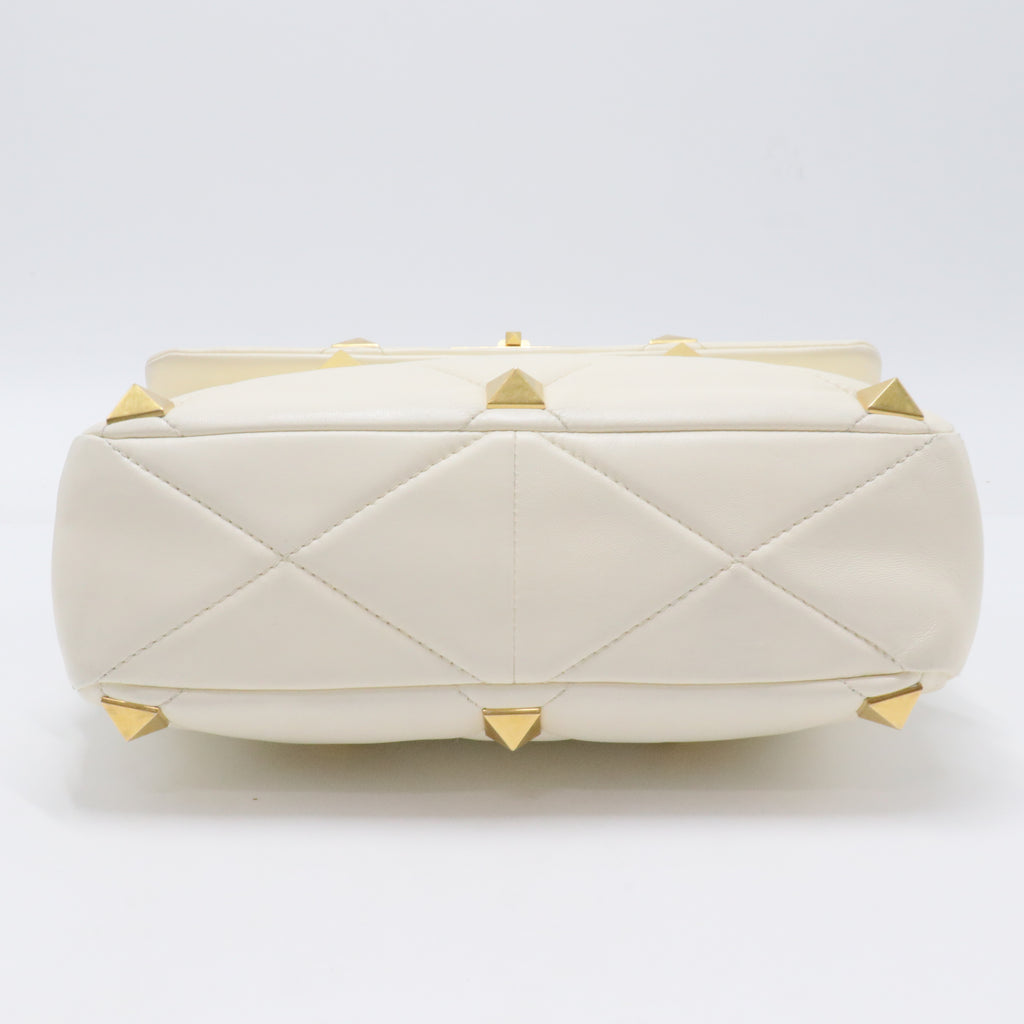 Roman Stud Flap Bag Quilted Leather Large