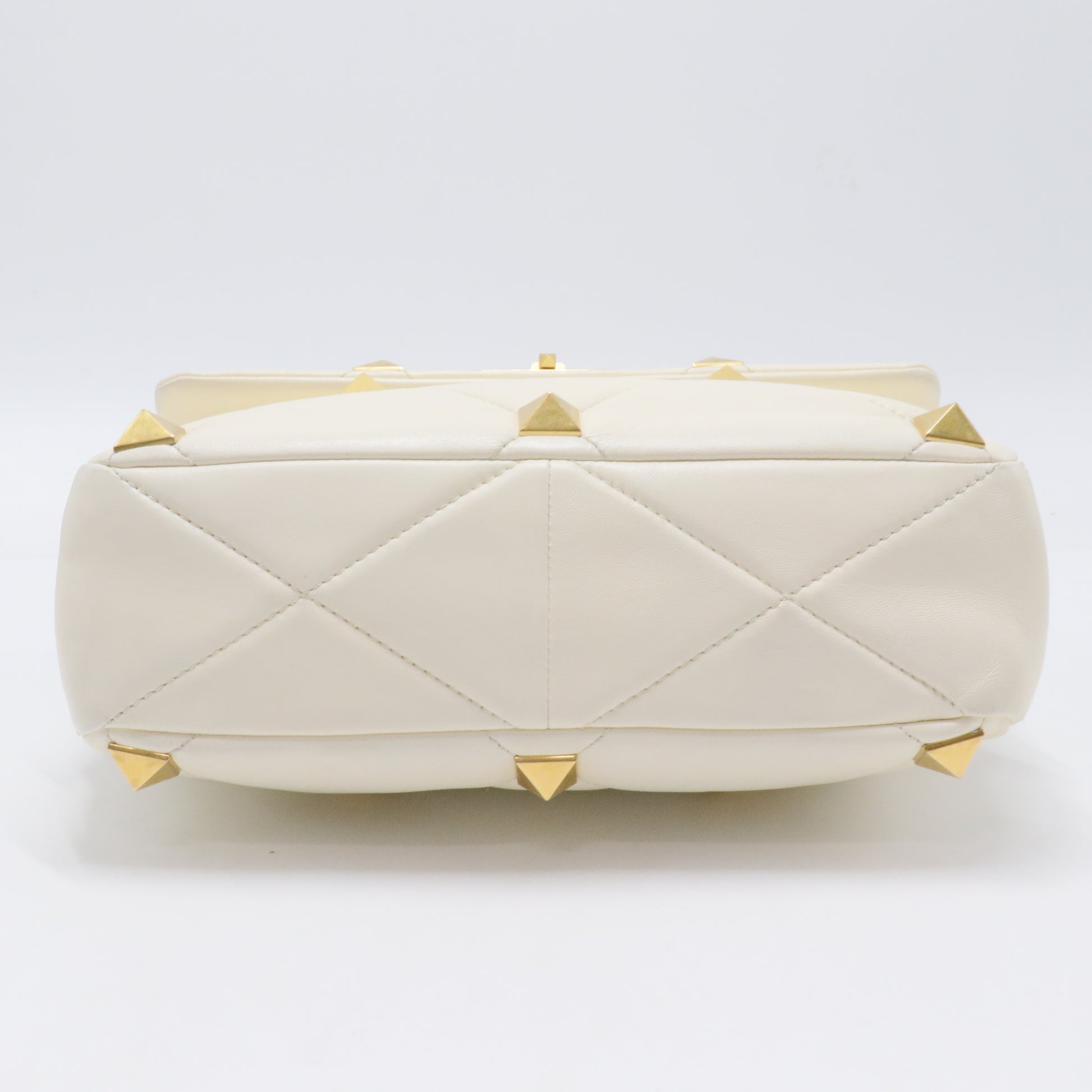 Roman Stud Flap Bag Quilted Leather Large