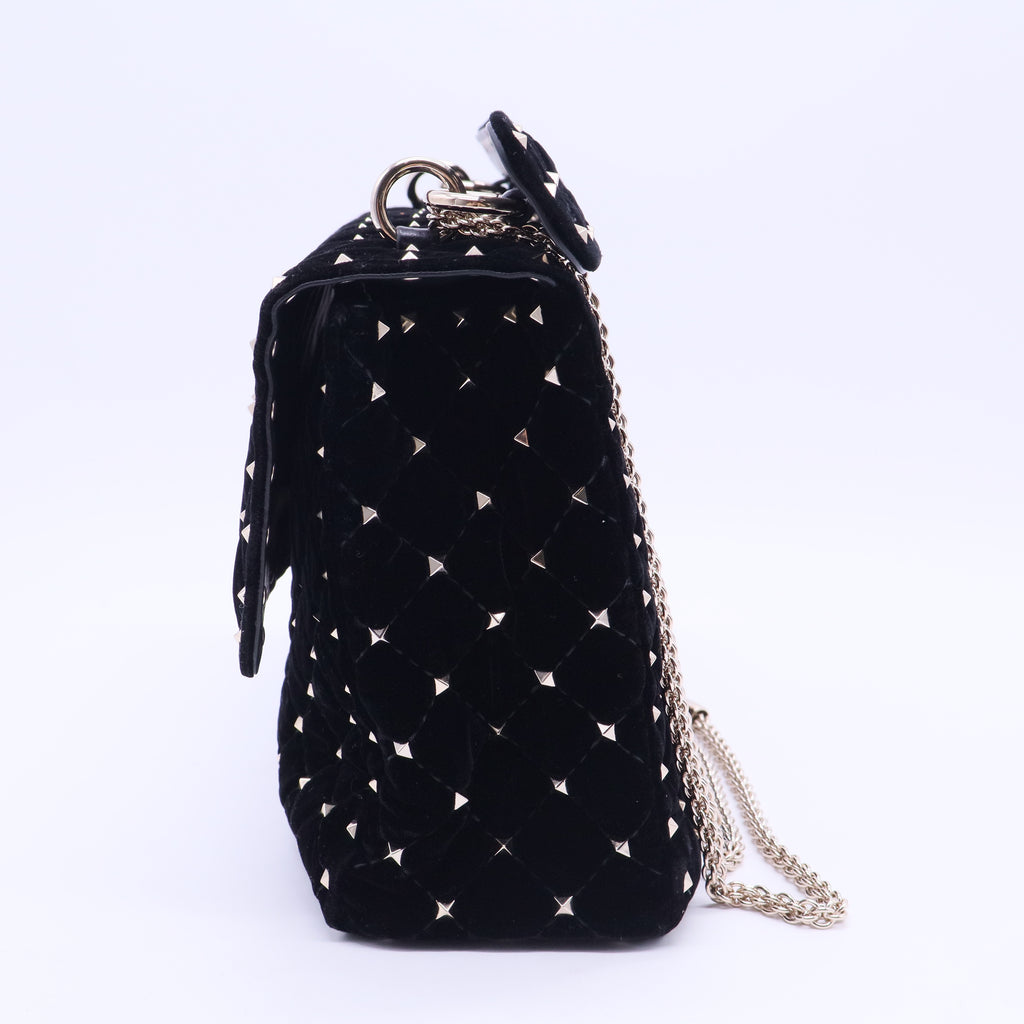 Valentino Garavani Valentino Velvet Rockstud Spike Up Shoulder Bag Black B20203