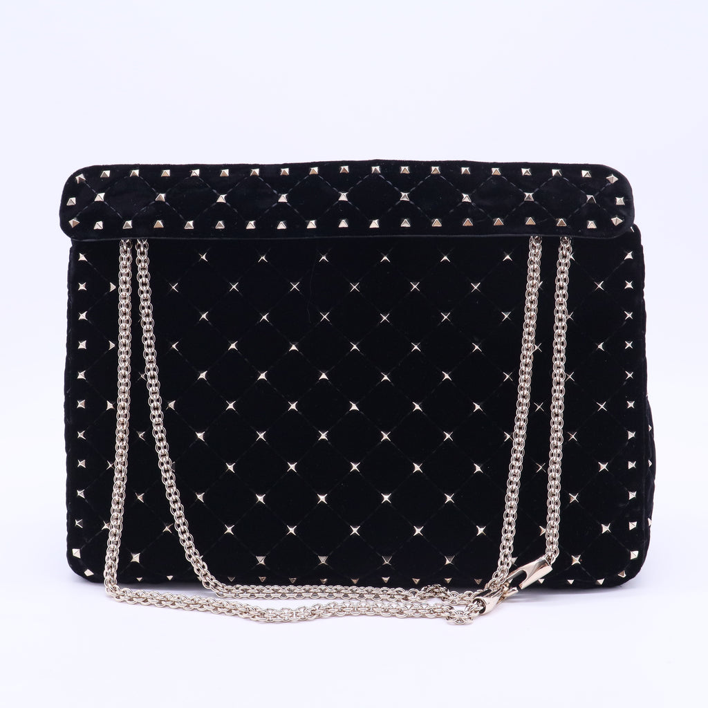 Valentino Garavani Valentino Velvet Rockstud Spike Up Shoulder Bag Black B20203