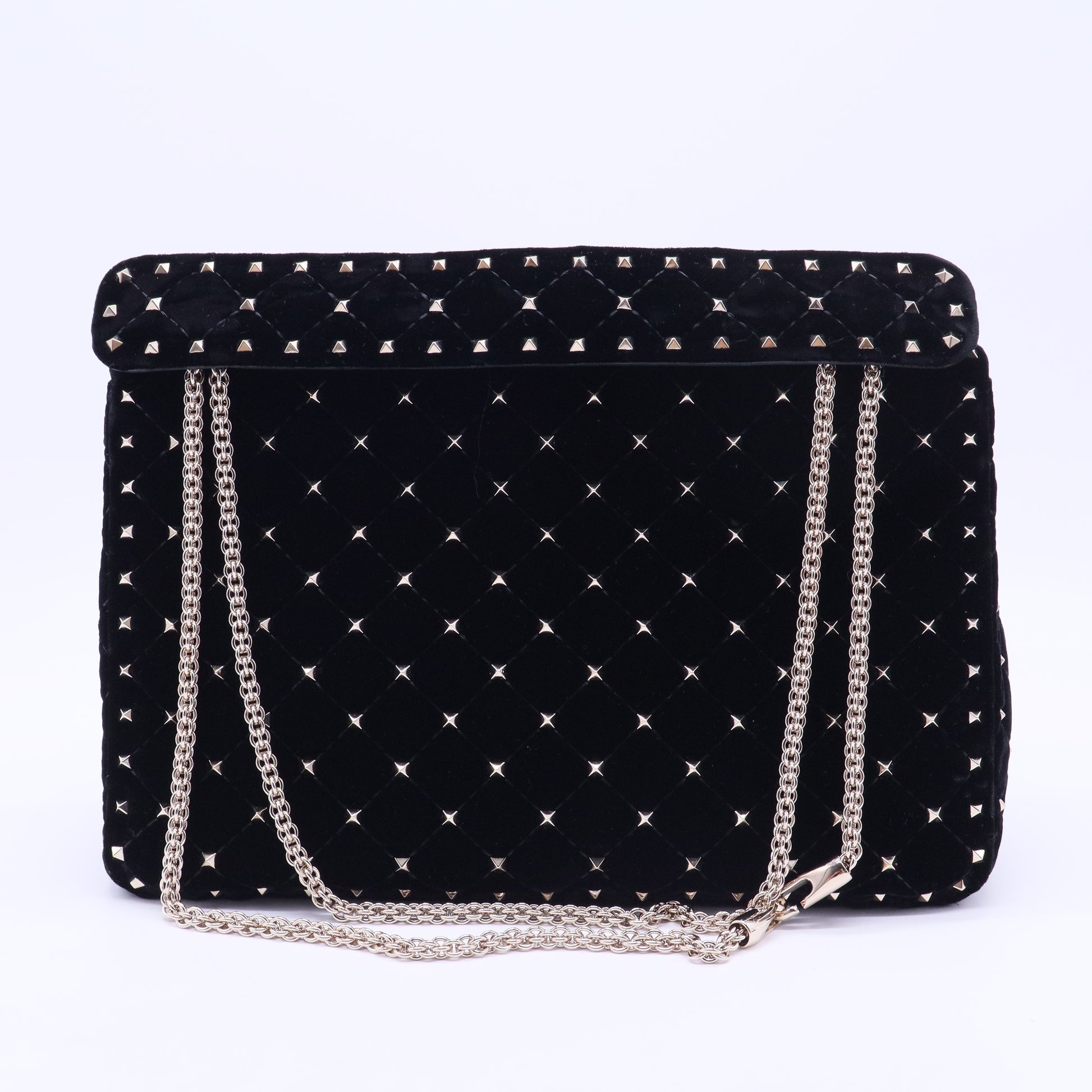 Valentino Garavani Valentino Velvet Rockstud Spike Up Shoulder Bag Black B20203