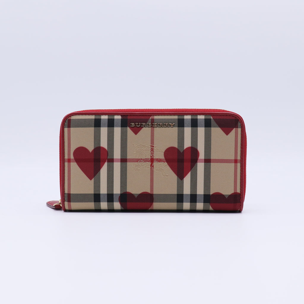Burberry House Check Hearts Zippy Wallet W21458