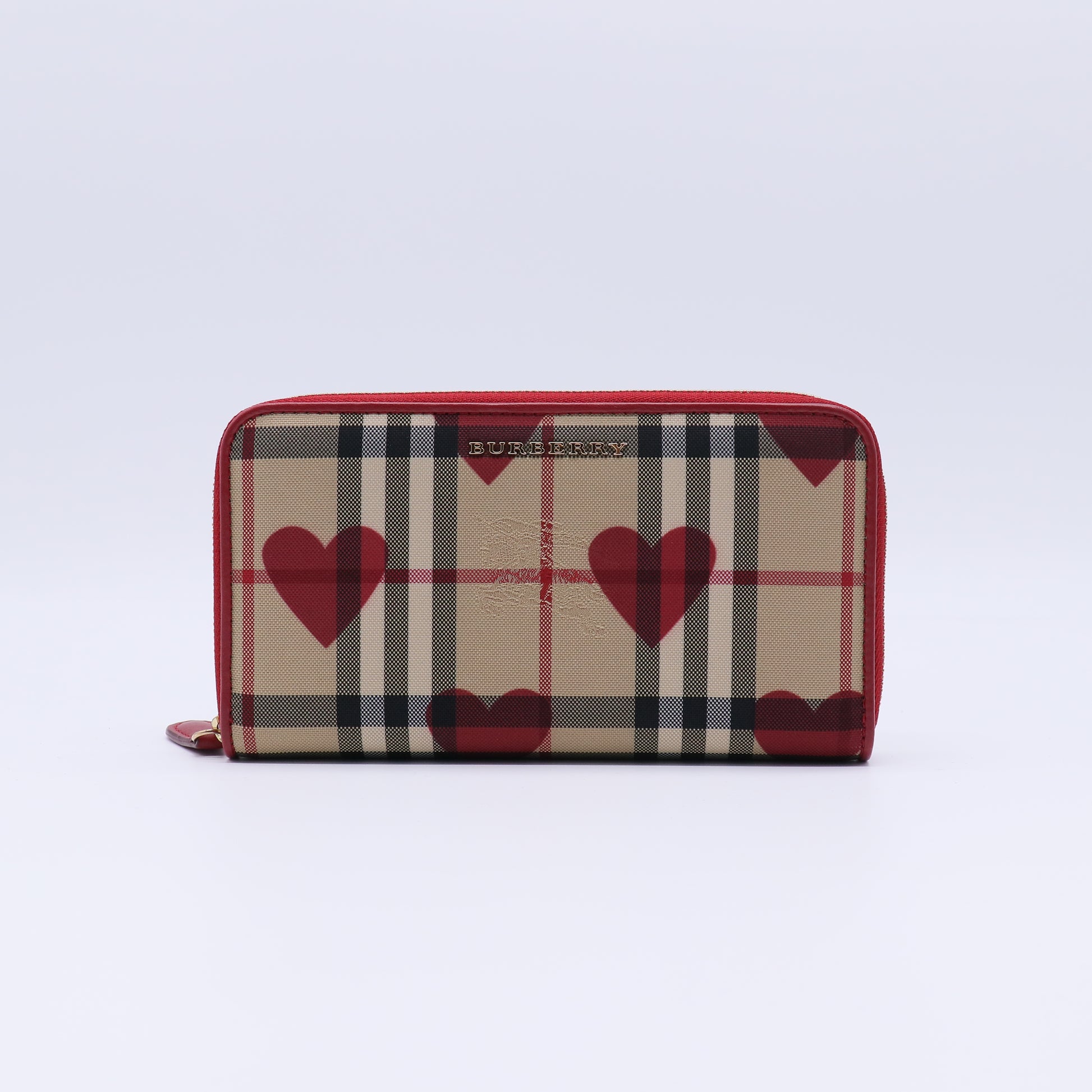 Burberry House Check Hearts Zippy Wallet W21458