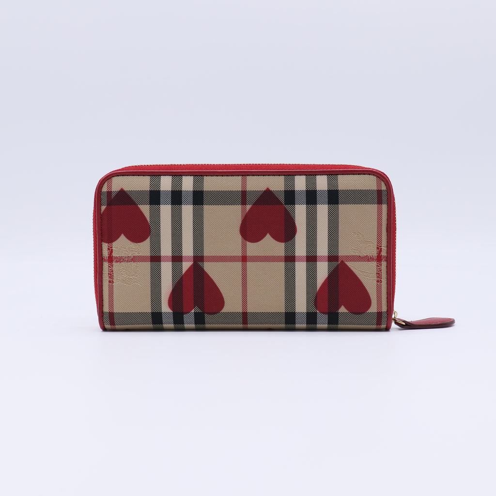 Burberry House Check Hearts Zippy Wallet W21458