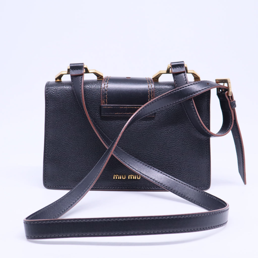 Crystal Embellished Madras Shoulder Calfskin Black B20862