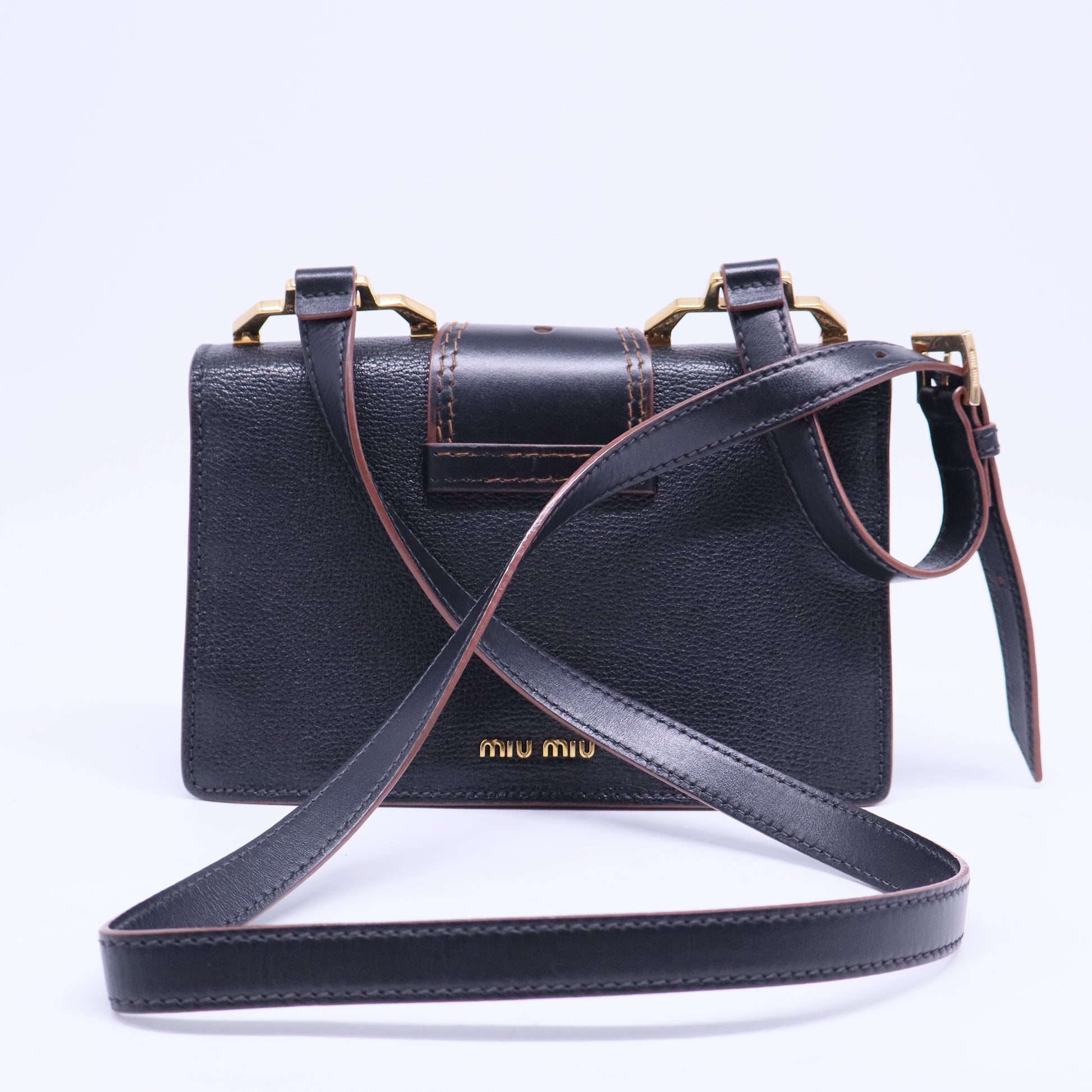 Goatskin Madras Soft Calf Crystal Embellished Shoulder Bag Black B20862