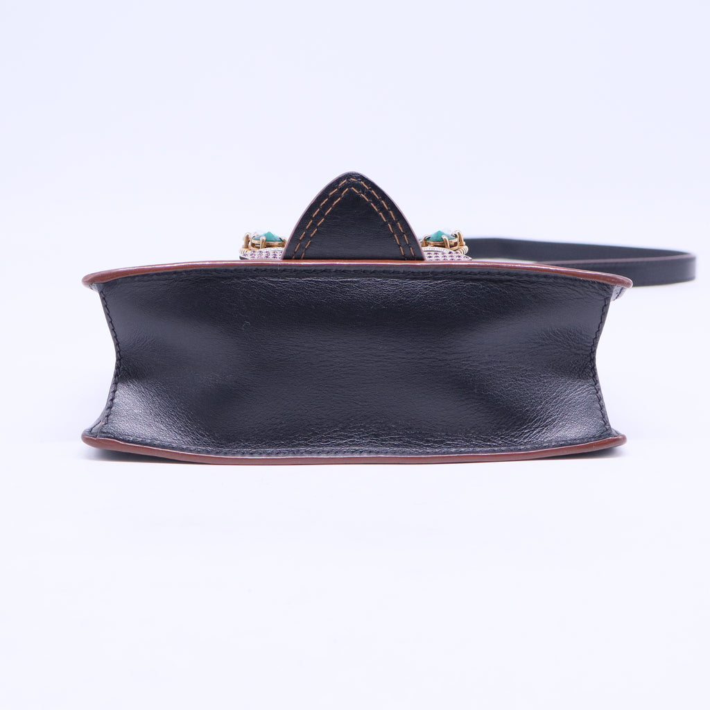 Crystal Embellished Madras Shoulder Calfskin Black B20862