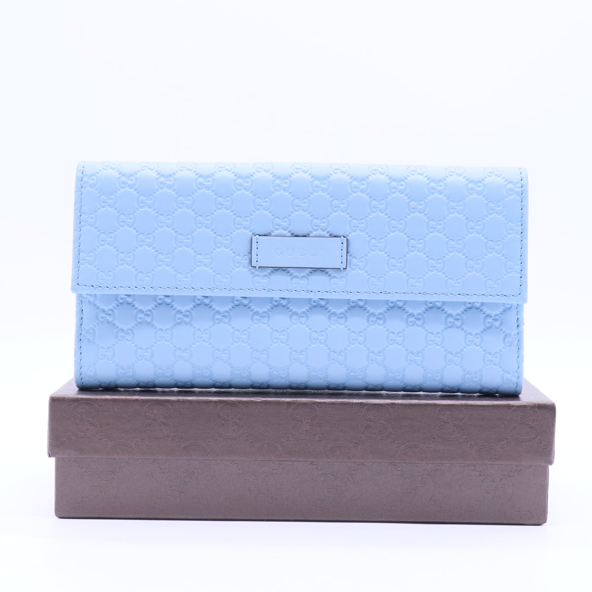 Long Wallet Sky Blue Micro Gucci Tri-fold