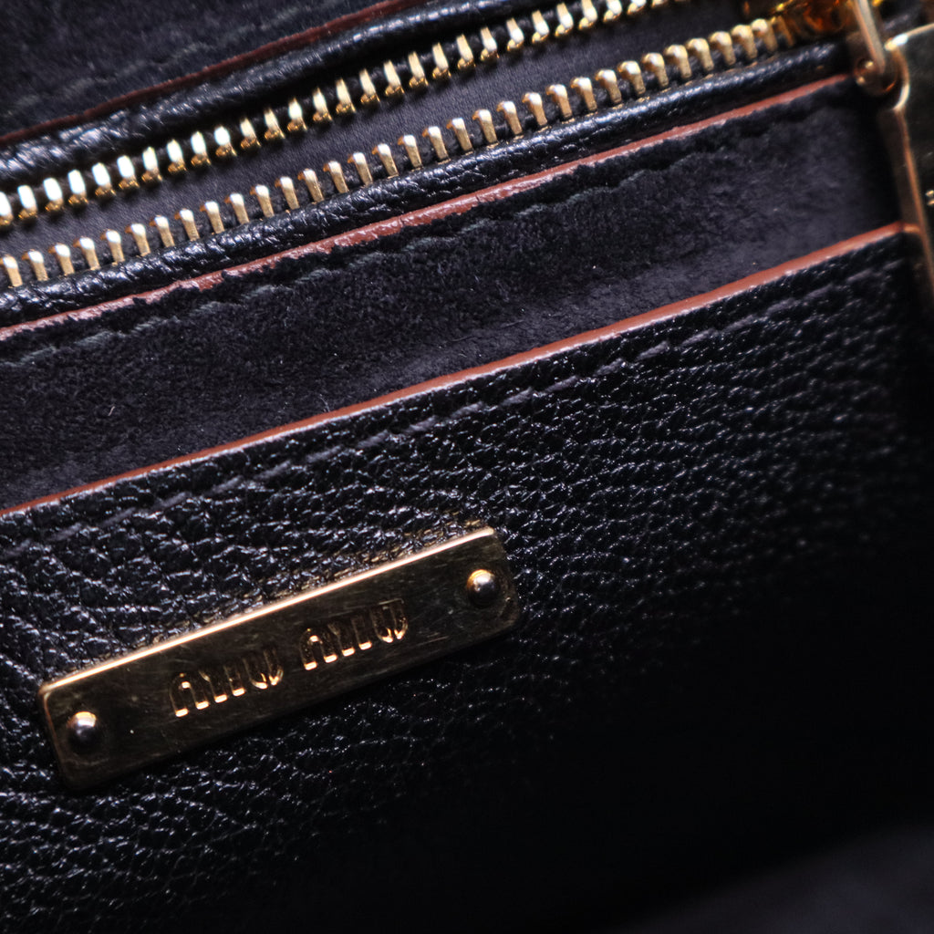 Crystal Embellished Madras Shoulder Calfskin Black B20862