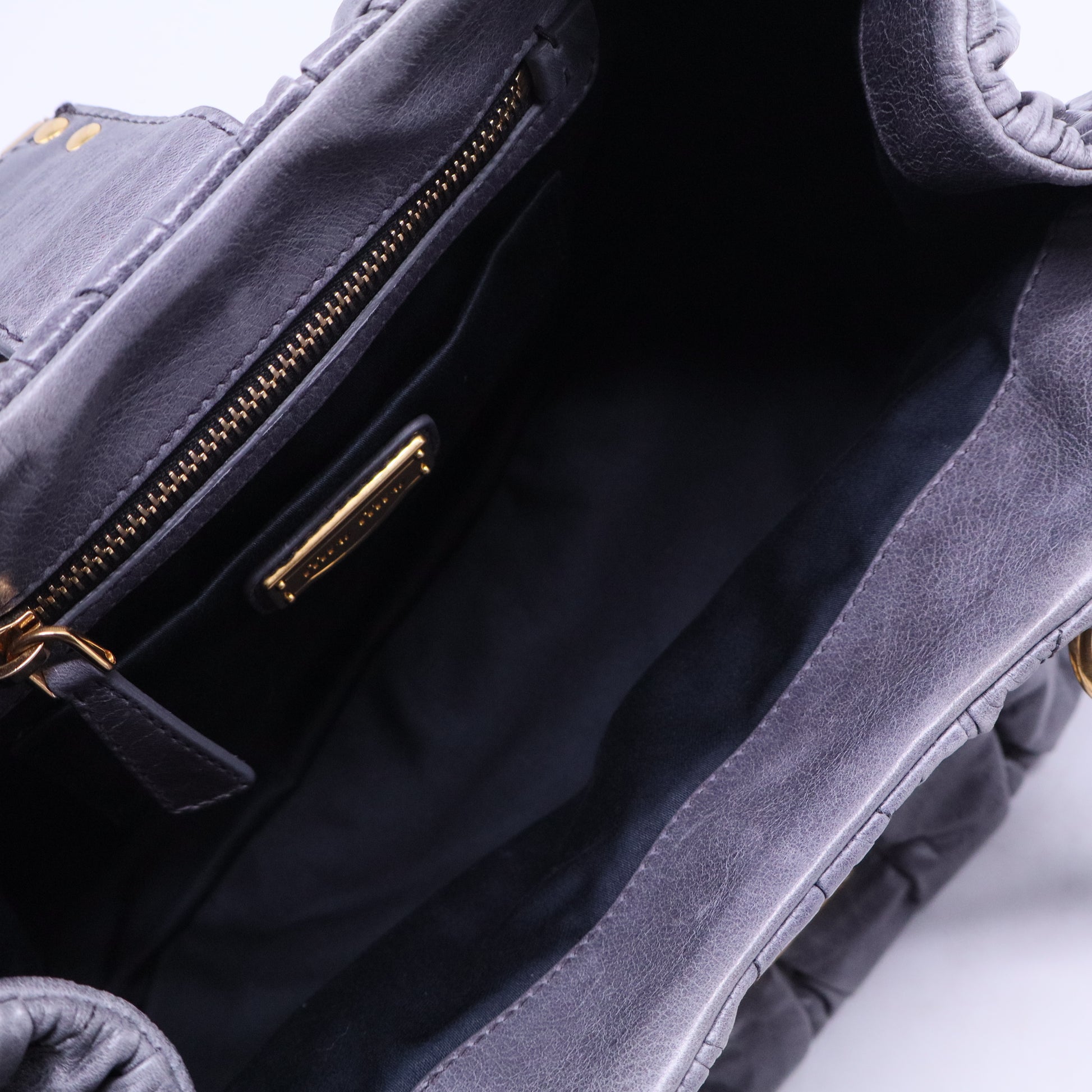 Grey Matelassé Leather Coffer Two Way Top Handle Bag B20561