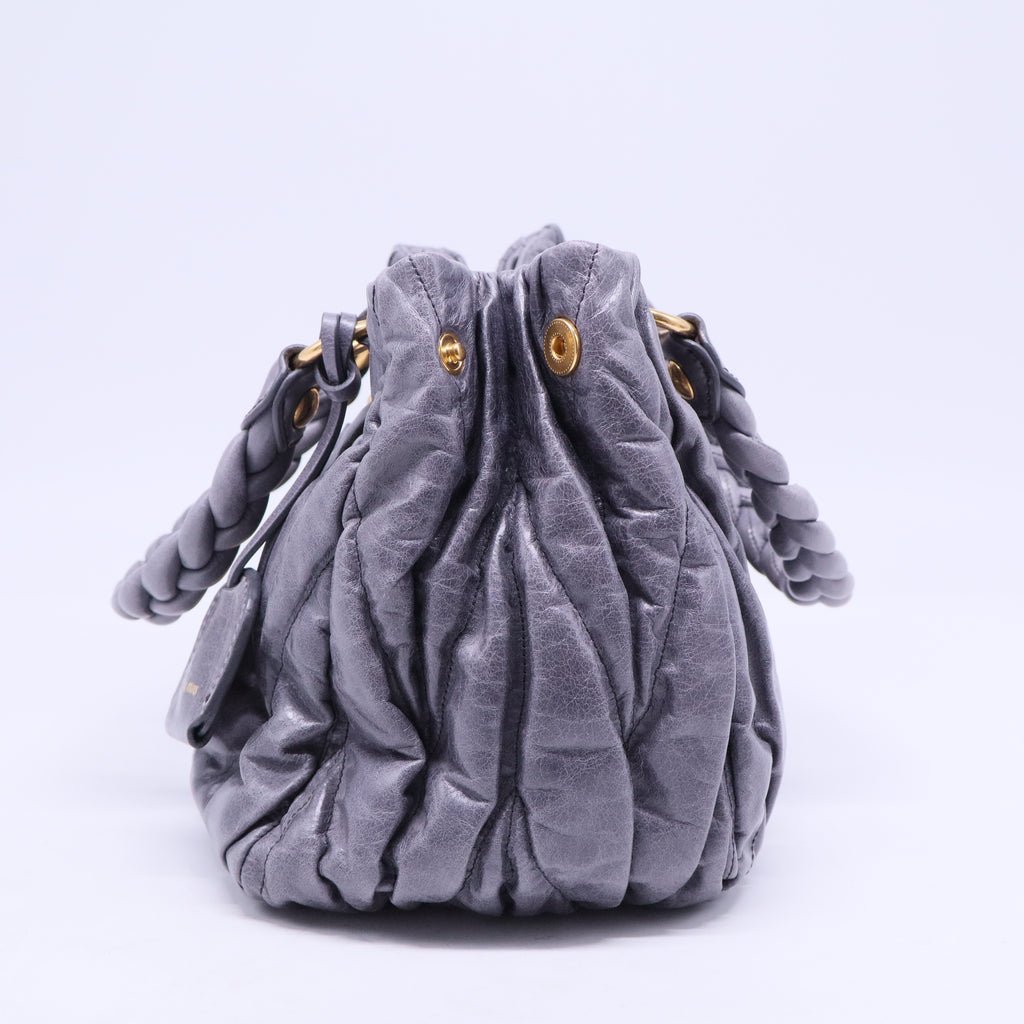 Grey Matelassé Leather Coffer Two Way Top Handle Bag B20561