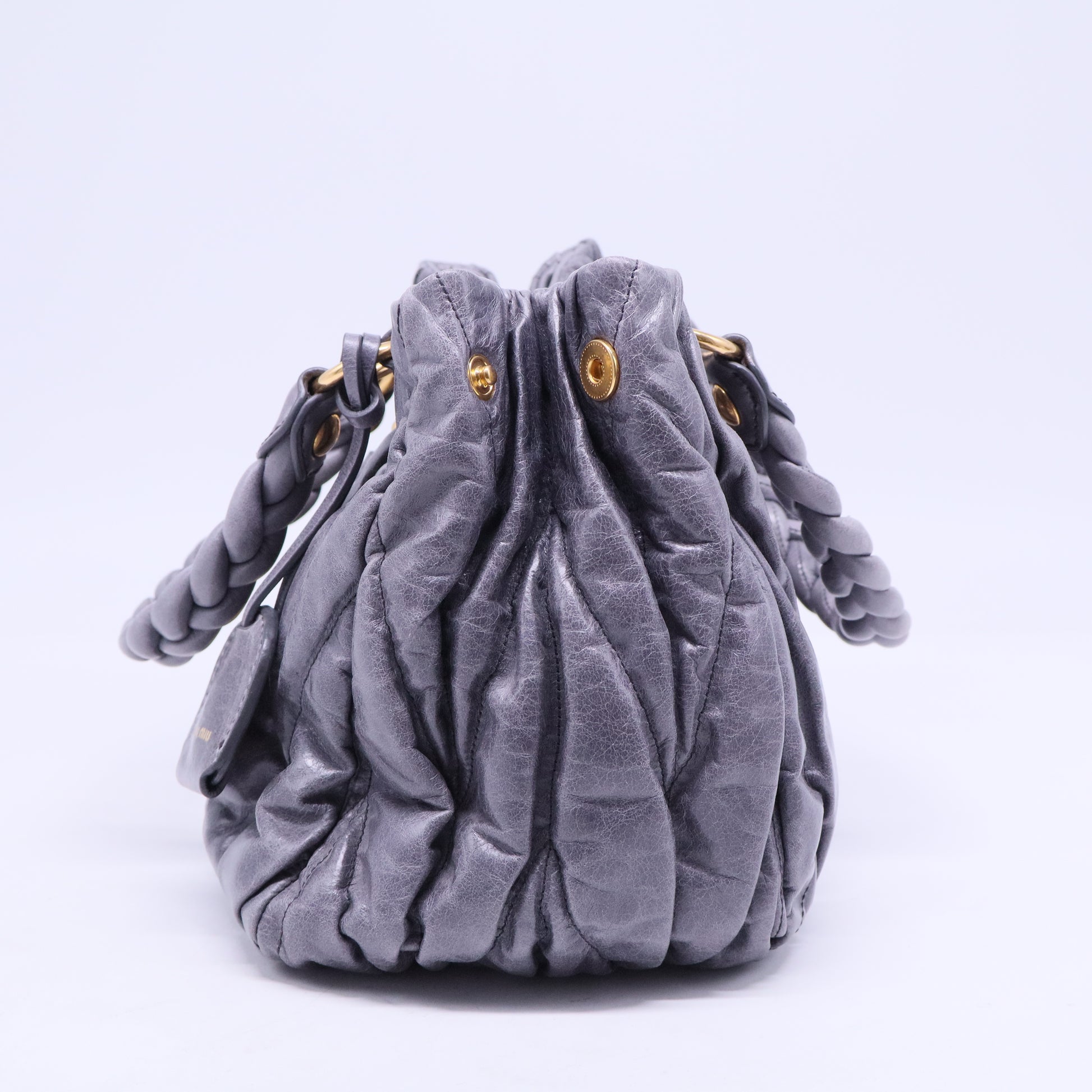 Grey Matelassé Leather Coffer Two Way Top Handle Bag B20561