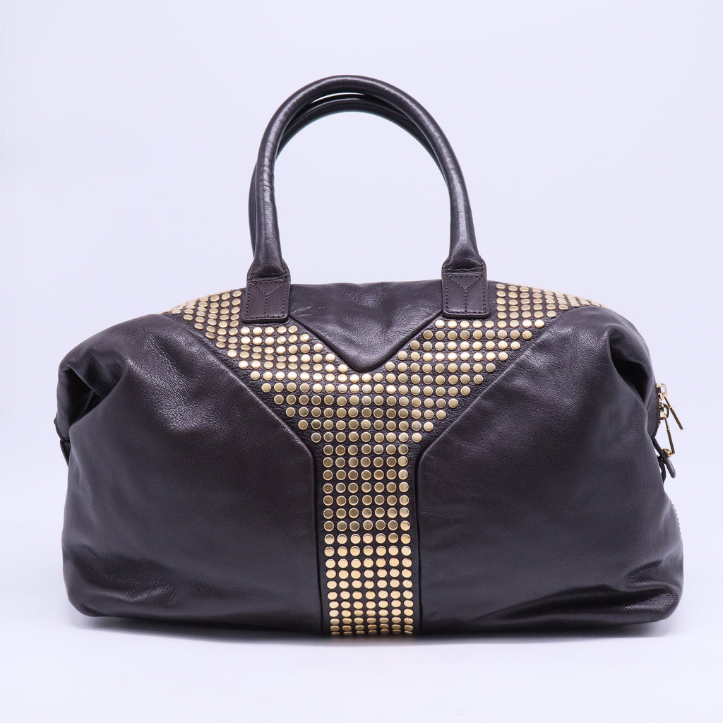 Yves Saint Laurent Brown Chevre Leather Rock Stud Large Easy Y B20820