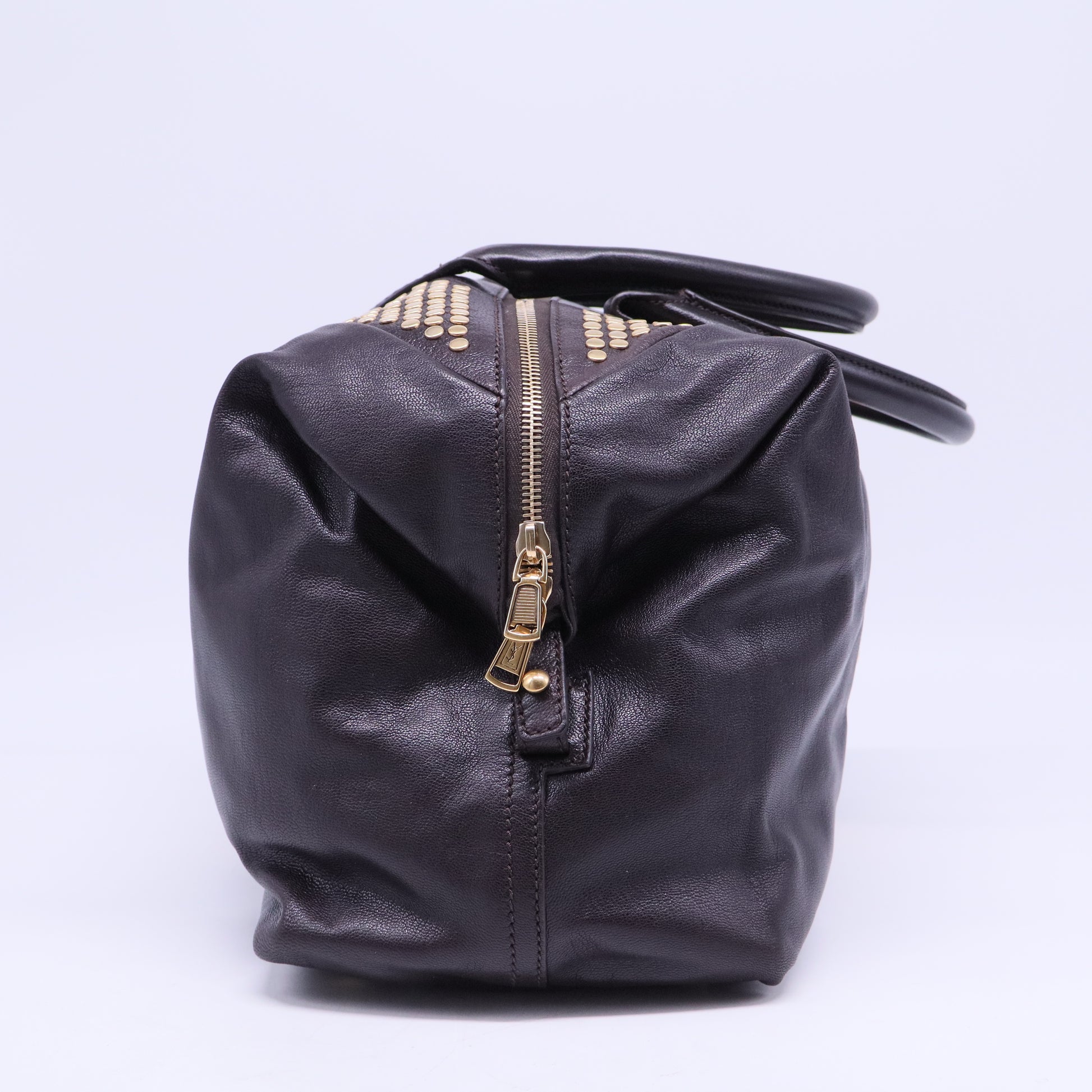 Yves Saint Laurent Brown Chevre Leather Rock Stud Large Easy Y B20820