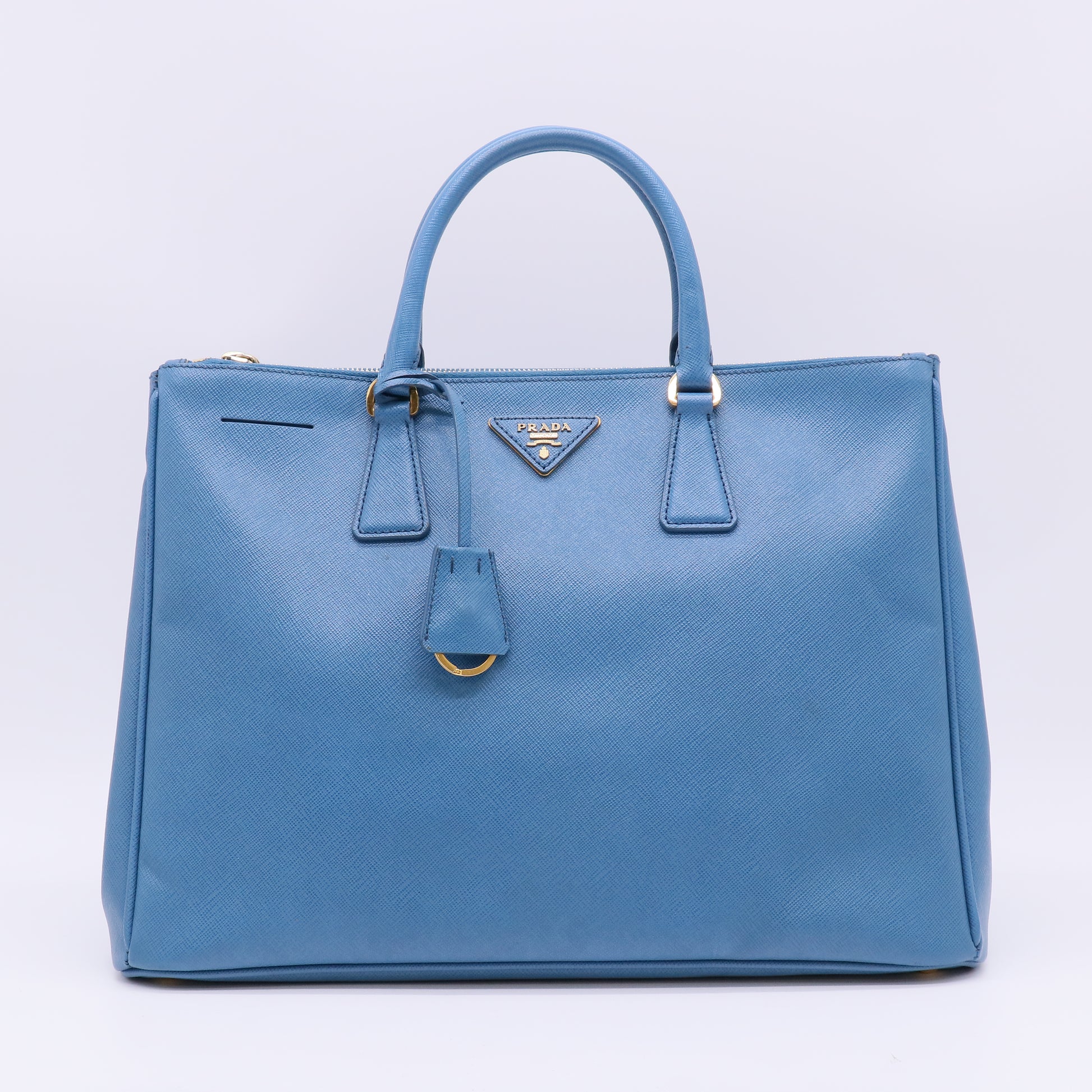 Blue Saffiano Leather Double Zip Large Tote Bag B23882