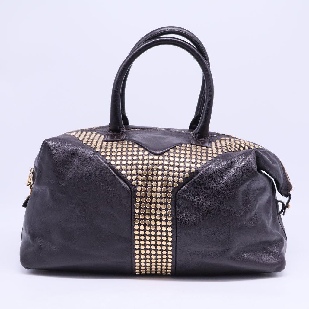 Yves Saint Laurent Brown Chevre Leather Rock Stud Large Easy Y B20820