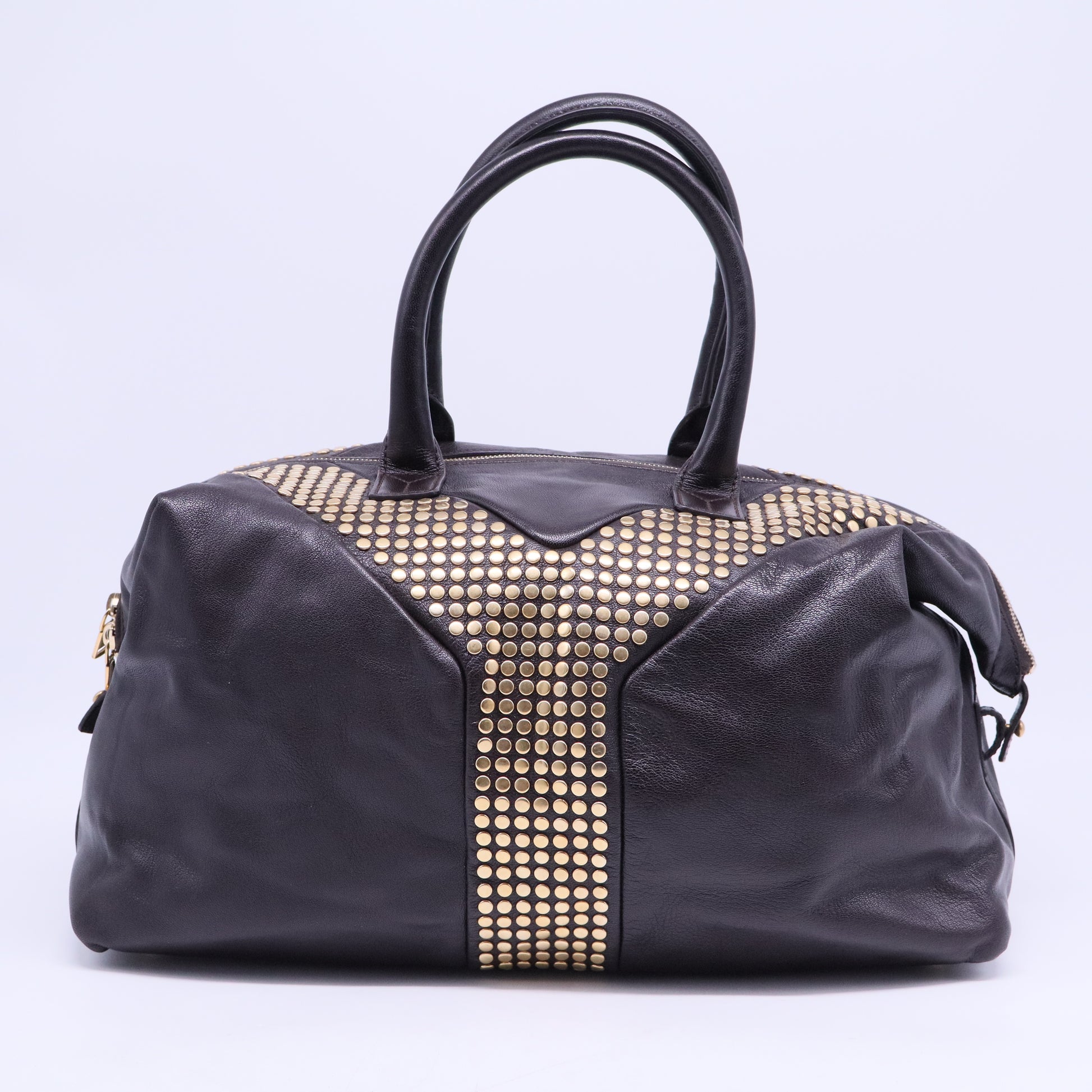 Yves Saint Laurent Brown Chevre Leather Rock Stud Large Easy Y B20820