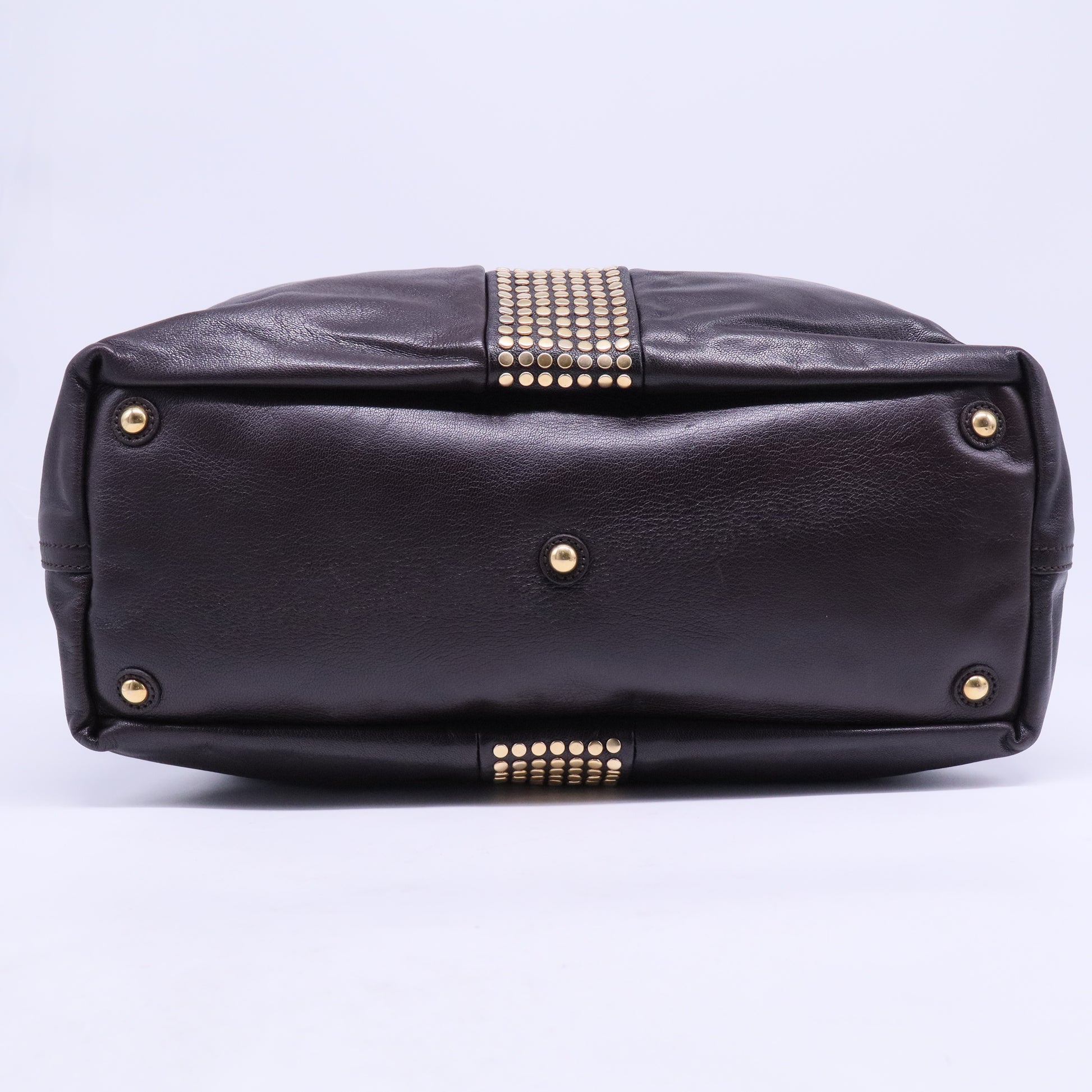 Yves Saint Laurent Brown Chevre Leather Rock Stud Large Easy Y B20820