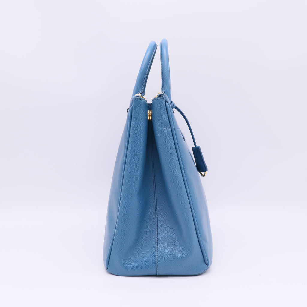 Blue Saffiano Leather Double Zip Large Tote Bag B23882