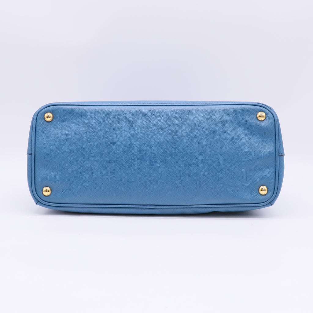 Blue Saffiano Leather Double Zip Large Tote Bag B23882