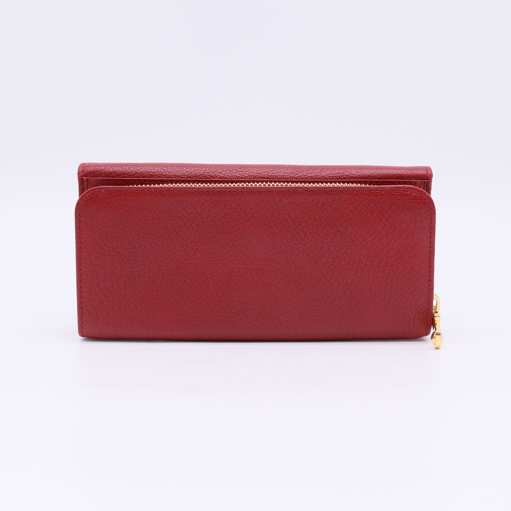 Women's Red Leather Long Wallet W22512