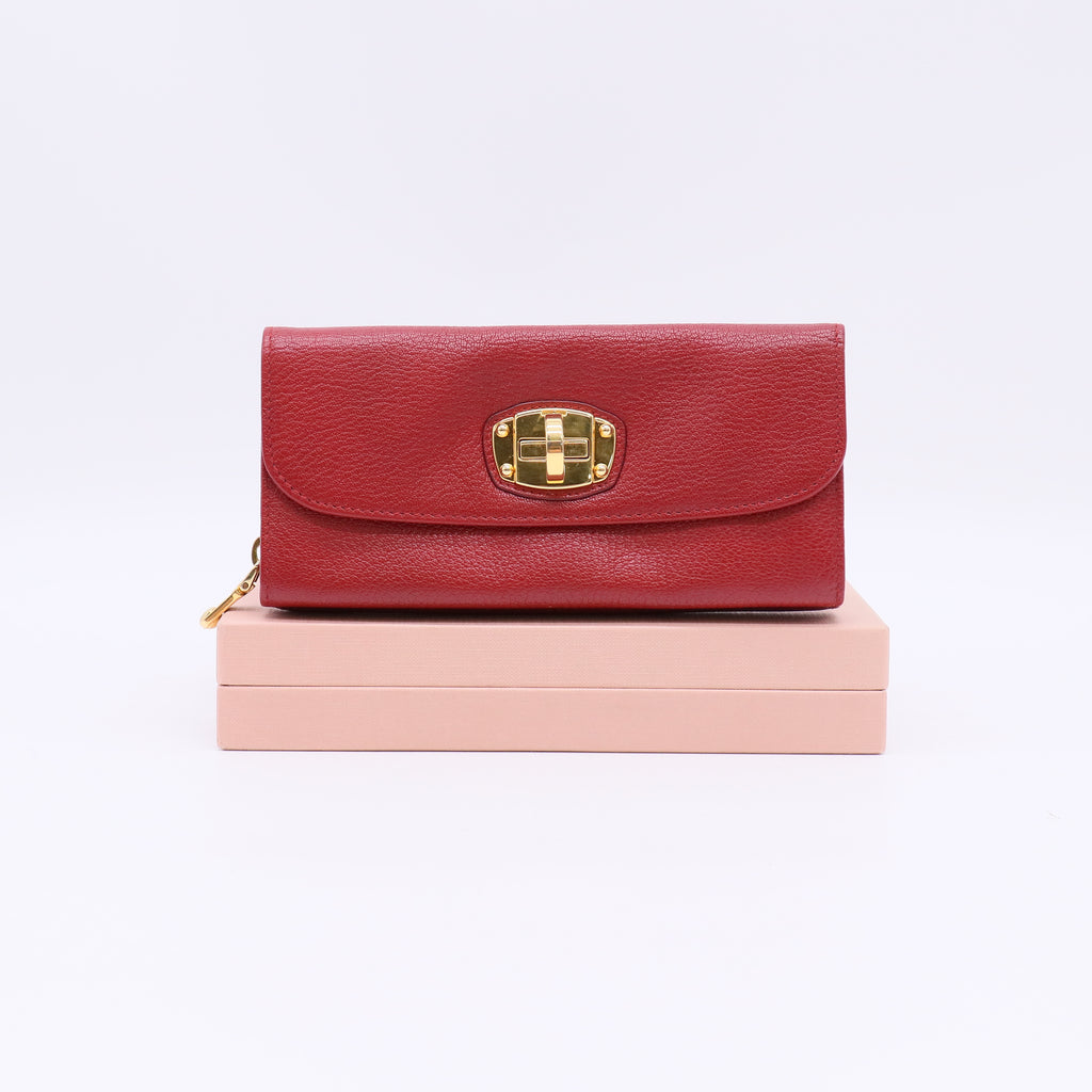 Women's Red Leather Long Wallet W22512