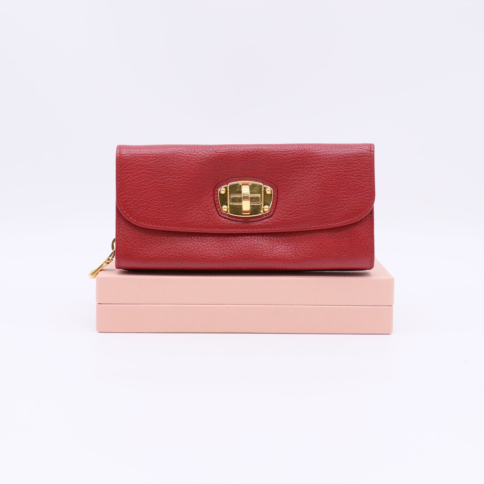 Women's Red Leather Long Wallet W22512