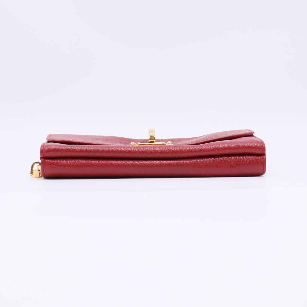 Women's Red Leather Long Wallet W22512