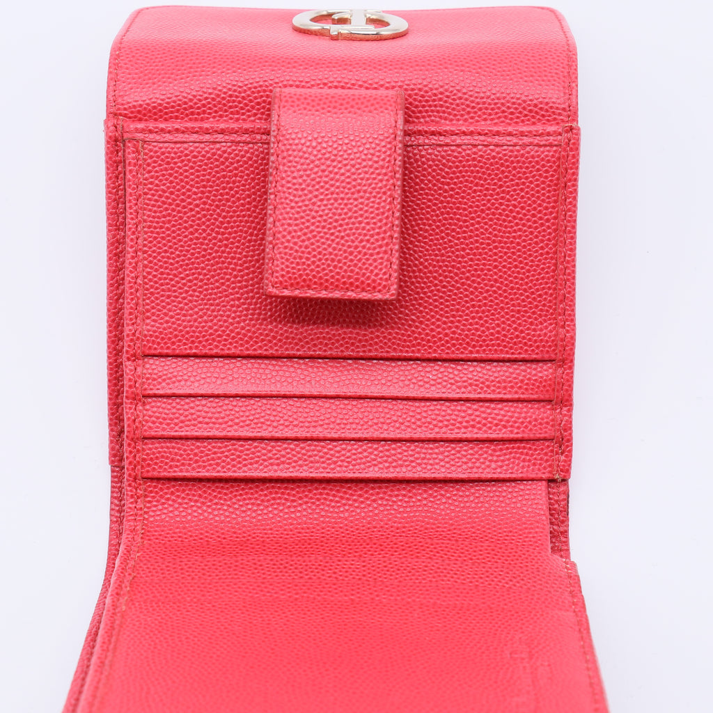 Christian Dior CD Logo Leather Compact Wallet W21332