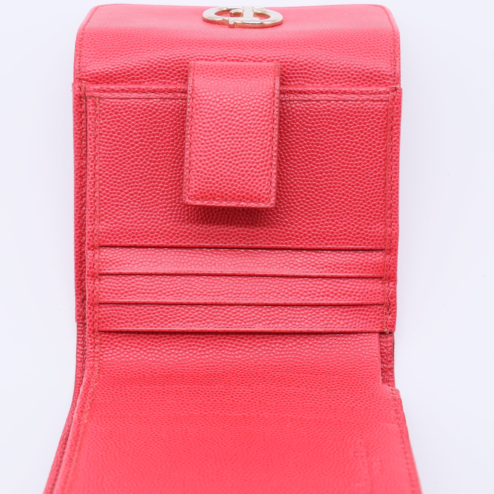 Christian Dior CD Logo Leather Compact Wallet W21332