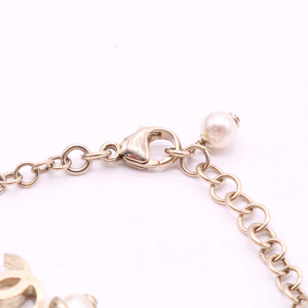 Faux Pearl Autumn Theme Charms Gold Tone Bracelet Twins