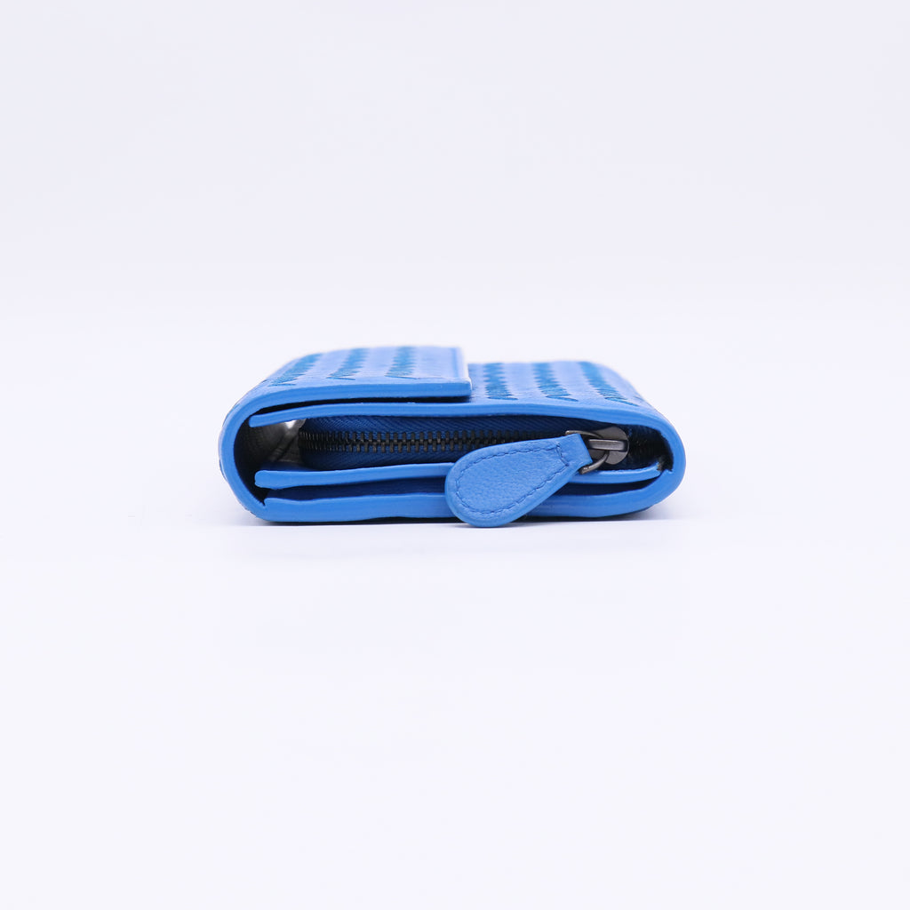 Blue Intrecciato Leather Continental Wallet W22514