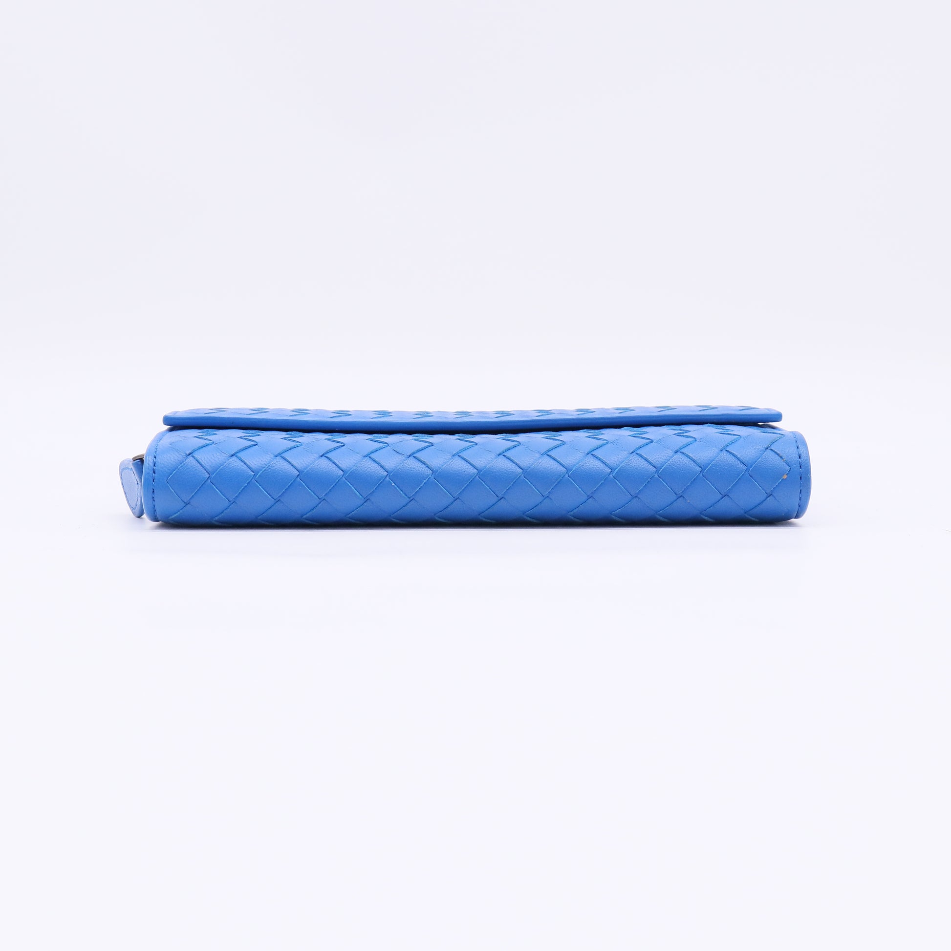 Blue Intrecciato Leather Continental Wallet W22514