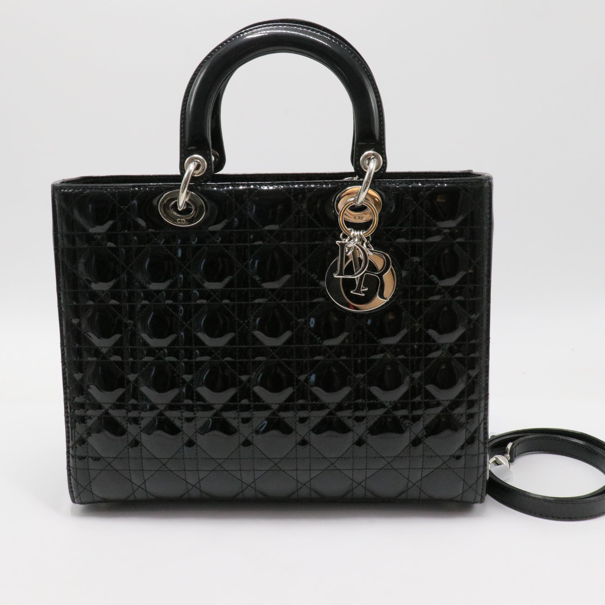 Lady Dior Bag Cannage Quilt Patent Large