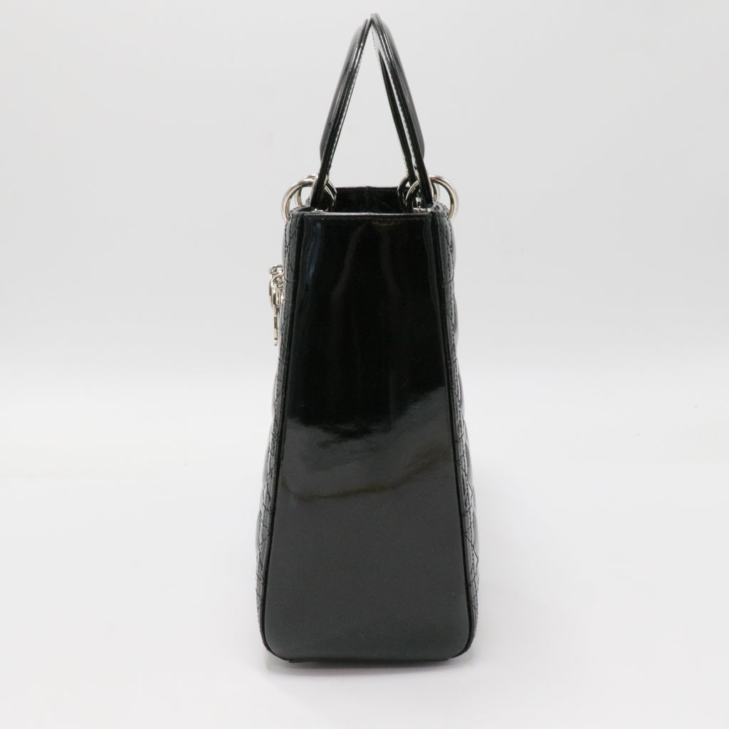 Lady Dior Bag Cannage Quilt Patent Large