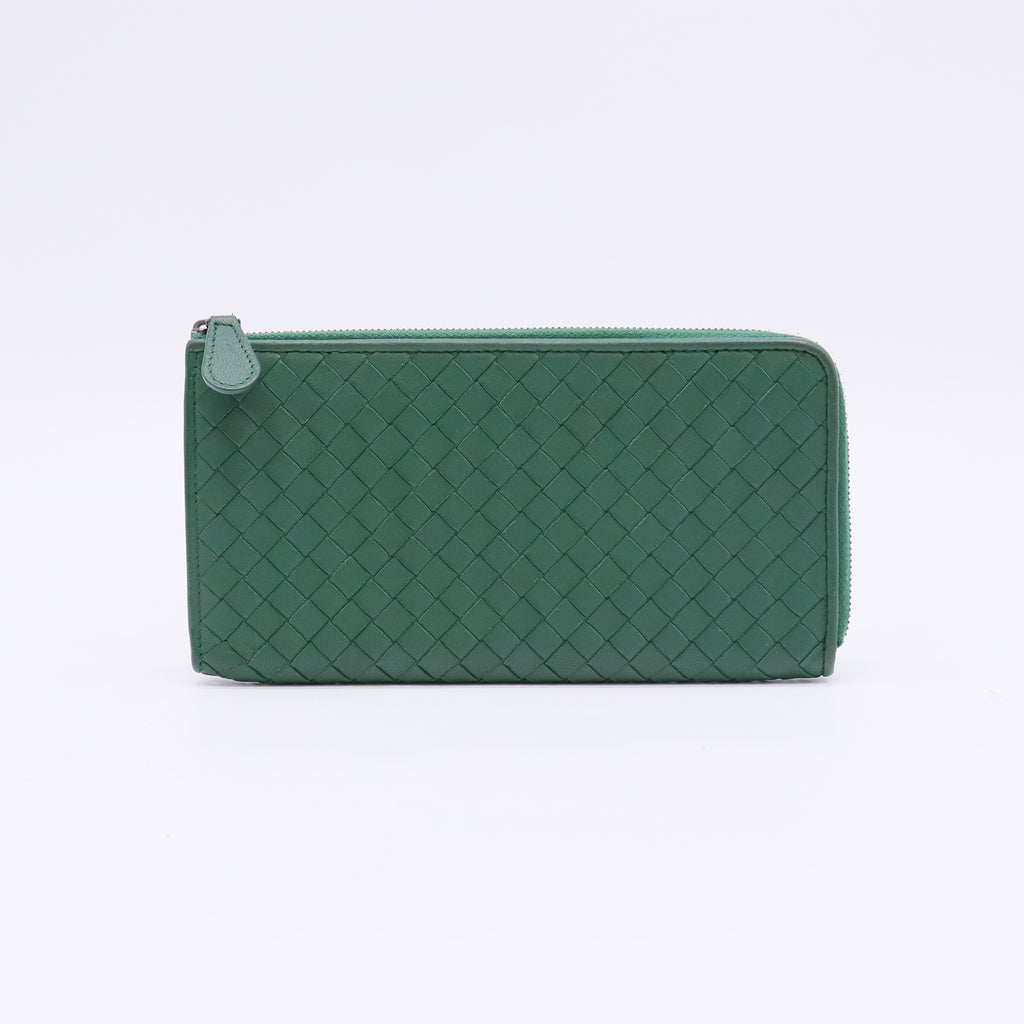 Bottega Veneta Intrecciato Woven Nappa Leather Zip Around Wallet W22463