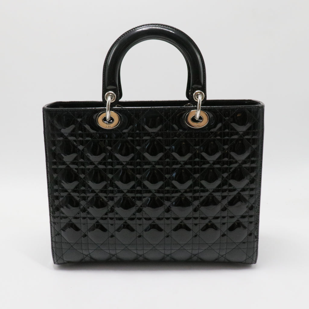 Lady Dior Bag Cannage Quilt Patent Large
