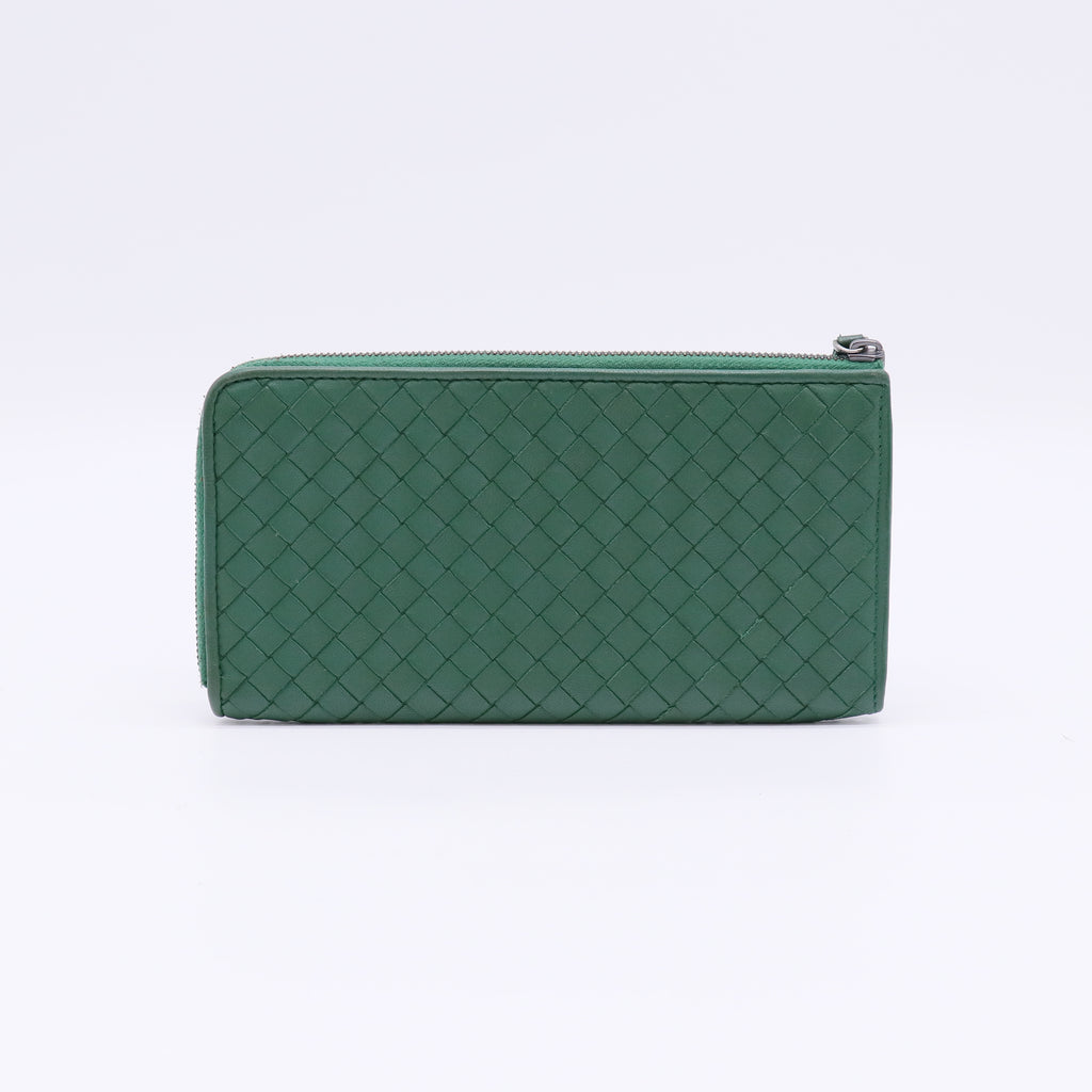 Bottega Veneta Intrecciato Woven Nappa Leather Zip Around Wallet W22463