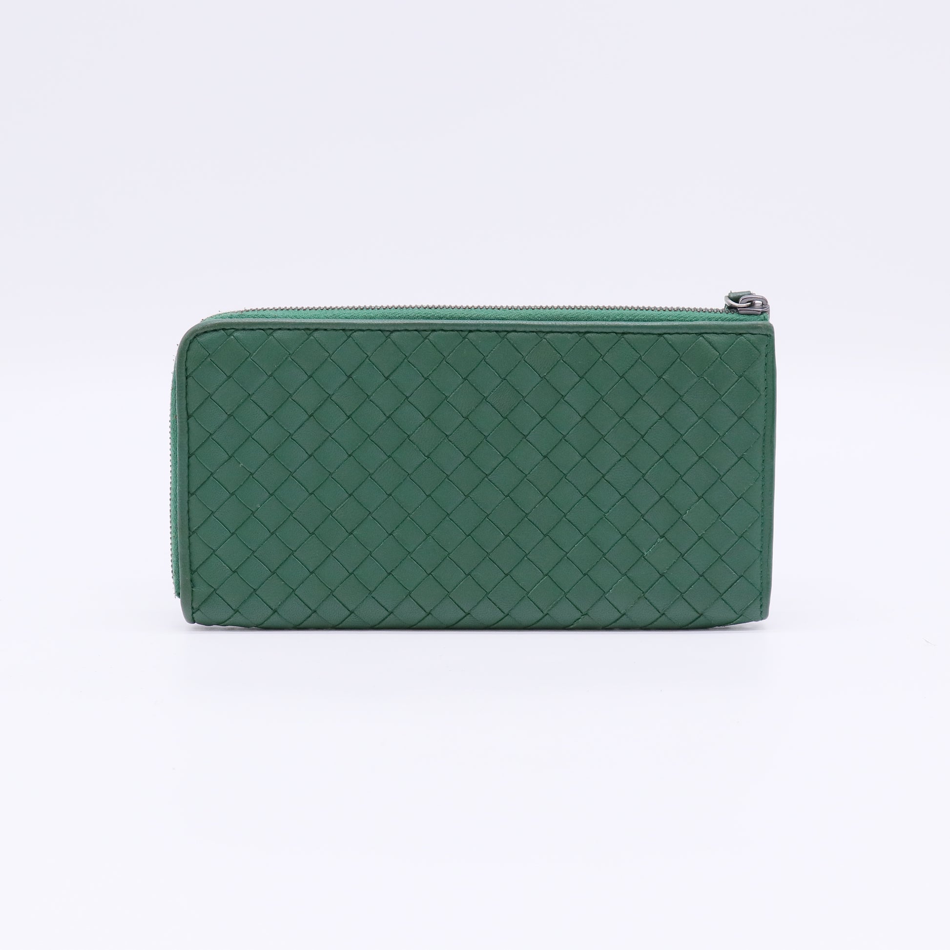 Bottega Veneta Intrecciato Woven Nappa Leather Zip Around Wallet W22463