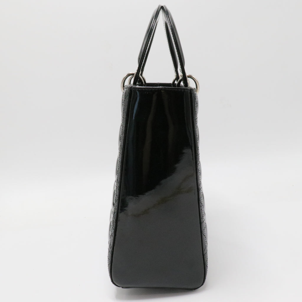 Lady Dior Bag Cannage Quilt Patent Large