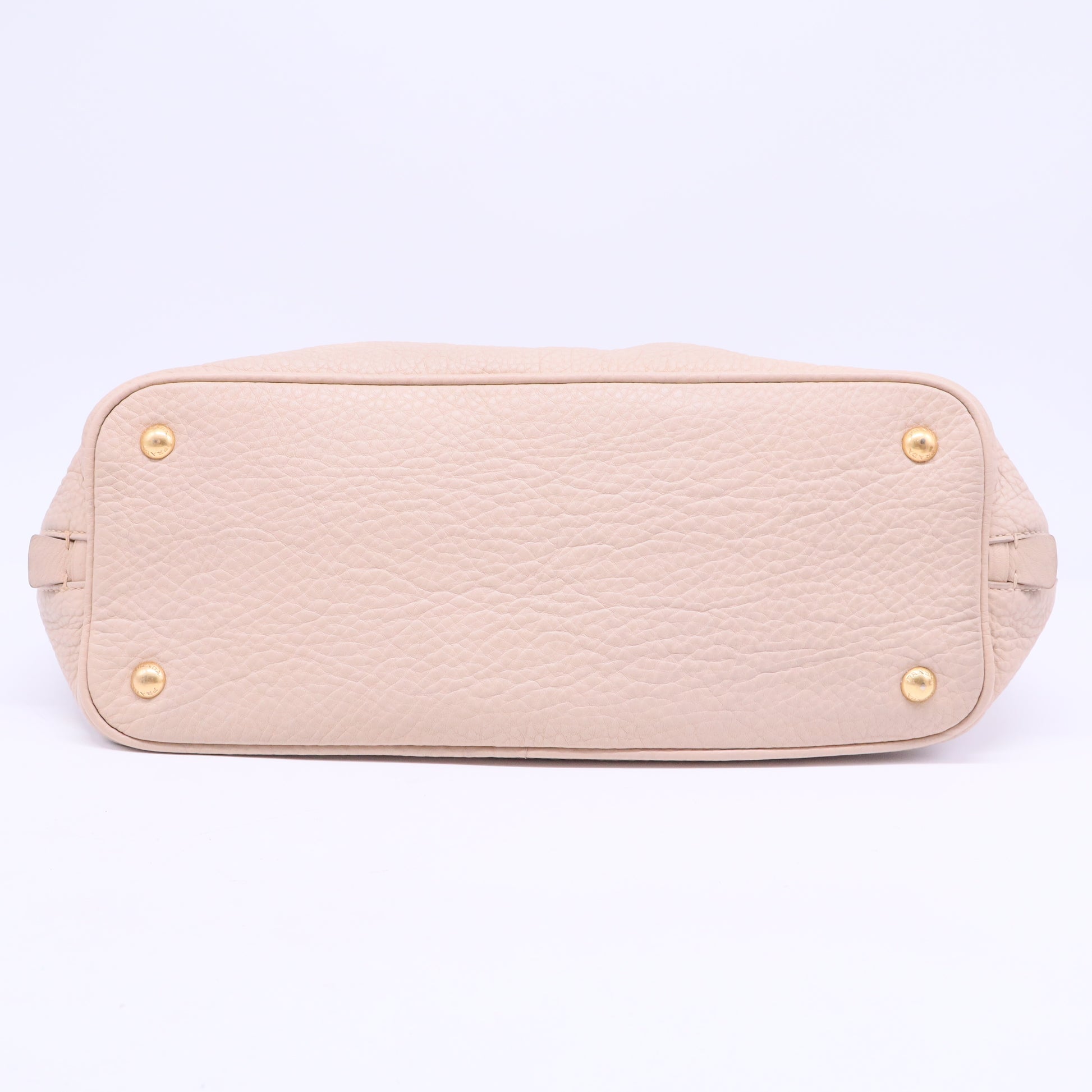 Beige Vitello Daino Leather Side Zip Tote B20742
