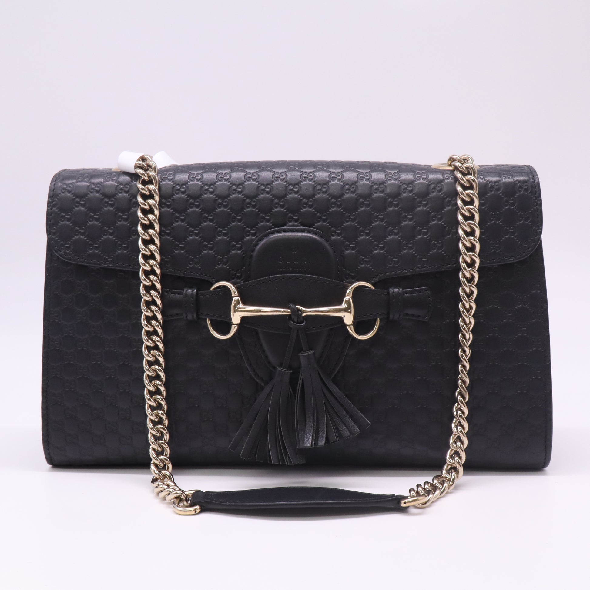 Black Guccissima Leather Medium Emily Chain Shoulder Bag B23098