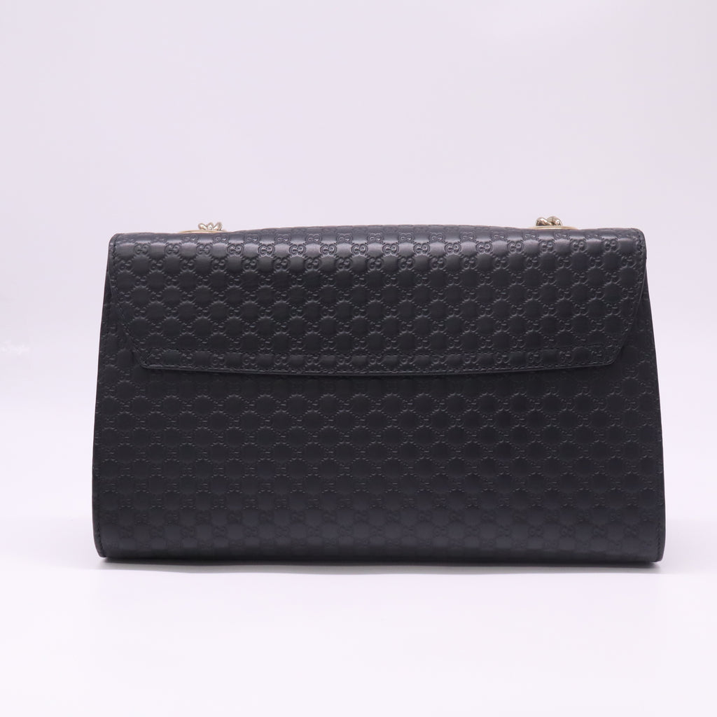 Black Guccissima Leather Medium Emily Chain Shoulder Bag B23098