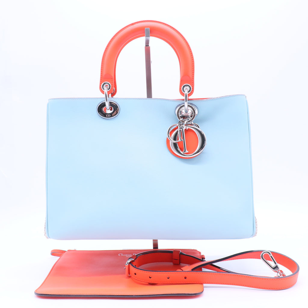 Lady D Dior' Bag in Blue Sky Leather and Gray Python