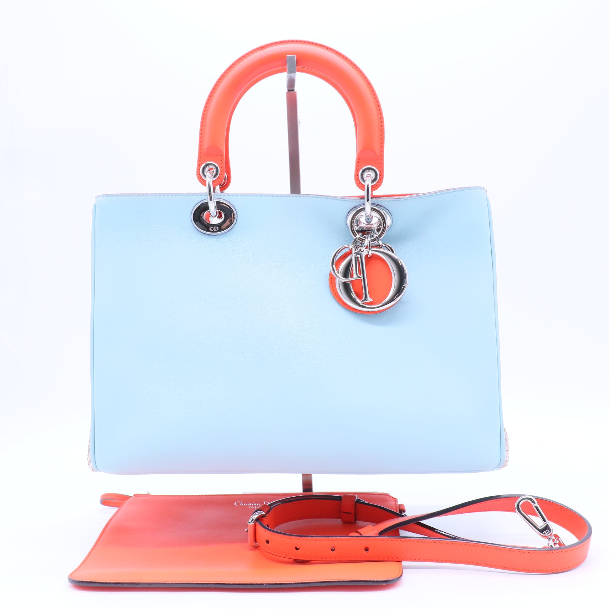 Lady D Dior' Bag in Blue Sky Leather and Gray Python